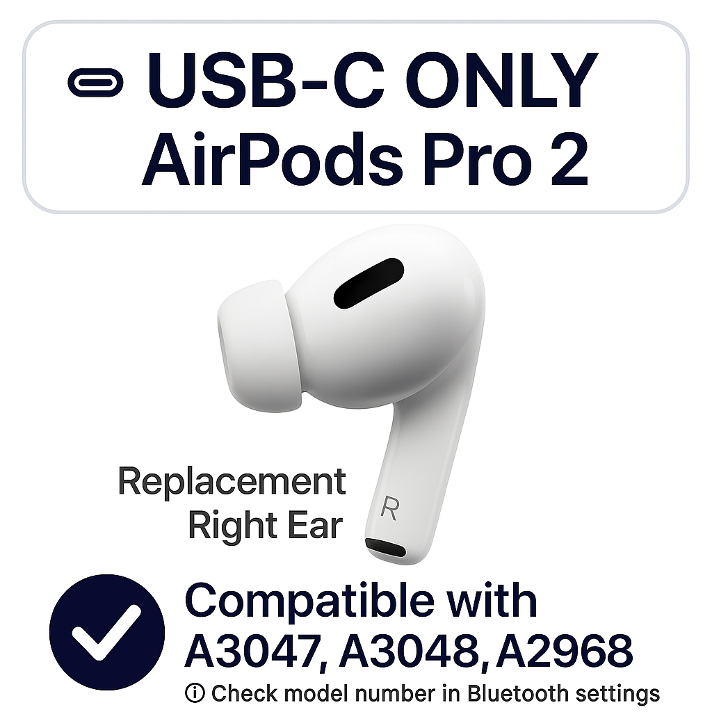 AirPods Pro 第2世代 USB-C 片耳 右 A3047 AirPods Pro (2nd Generation) USB-C Right Ear Replacement