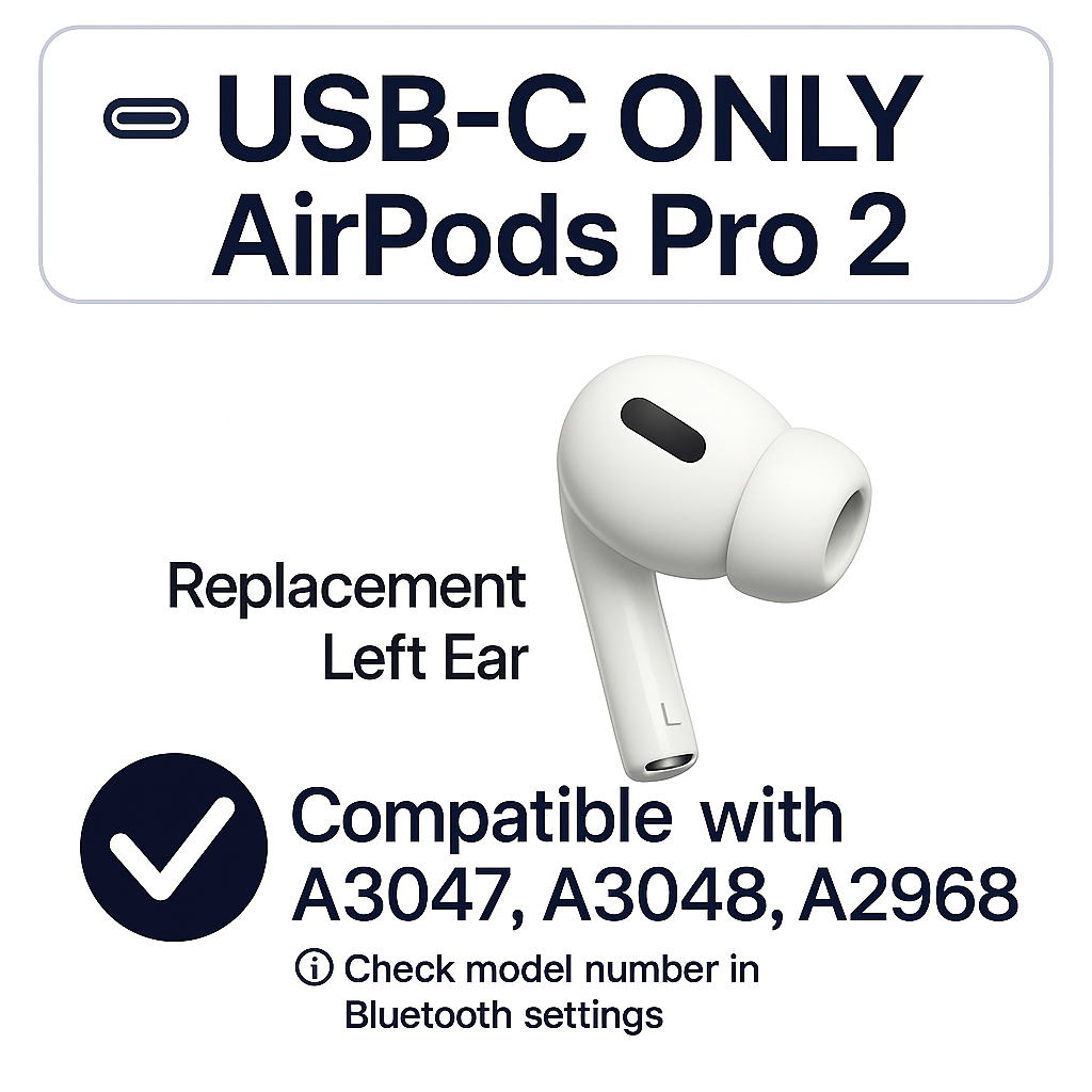 AirPods Pro (2nd Generation) USB-C Left Ear Replacement A3048 AirPods Pro (2nd Generation) USB-C Left Ear Replacement A3048